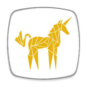 Origami Unicorn - Square fridge magnet - white - Front