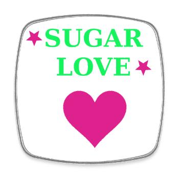 Sugar Love Herz Neon Retro - Viereckiger Kühlschrankmagnet - Weiß - Vorne