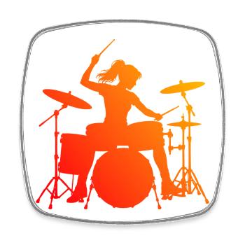 Idée cadeau pour le batteur avec percussions - Magnet carré - blanc - Devant