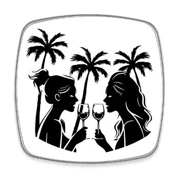 Women Silhouette Palm Trees Party - Square fridge magnet - white - Front