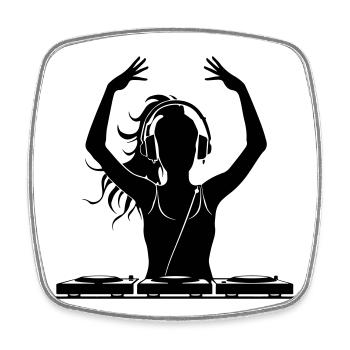 DJ Festival Party Girl - Square fridge magnet - white - Front