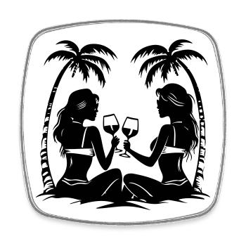Vacances Girls Party Palmiers - Magnet carré - blanc - Devant