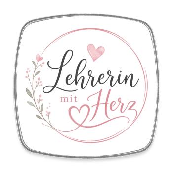 Lehrerin mit Herz!  - Viereckiger Kühlschrankmagnet - Weiß - Vorne