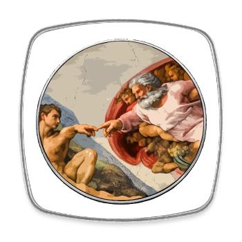 Adam and God: Creation Dialogue - Square fridge magnet - white - Front