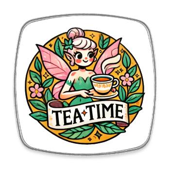 Feen-Tee-Zeit-Illustration - Viereckiger Kühlschrankmagnet - Weiß - Vorne