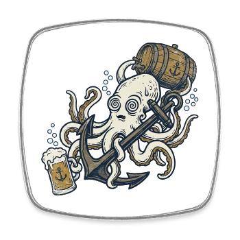Calmar de bière - Magnet carré - blanc - Devant