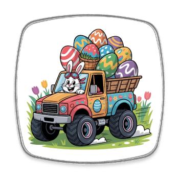 Frohe Ostern Süßer Osterhase Eiersuche Ostereier - Viereckiger Kühlschrankmagnet - Weiß - Vorne