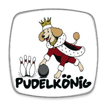 Pudel König Kegeln Bowling Design - Viereckiger Kühlschrankmagnet - Weiß - Vorne