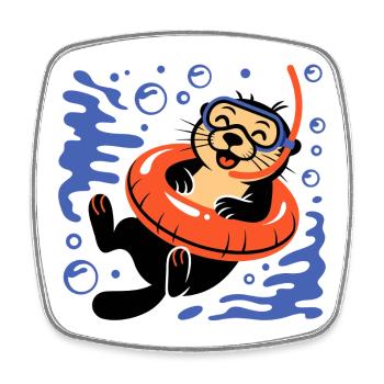 Loutre drôle avec des lunettes de plongée - Magnet carré - blanc - Devant