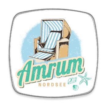 Amrum Nordsee Deutschland Insel mit Strandkorb - Viereckiger Kühlschrankmagnet - Weiß - Vorne