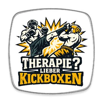 Therapie? Lieber Kickboxen - Viereckiger Kühlschrankmagnet - Weiß - Vorne