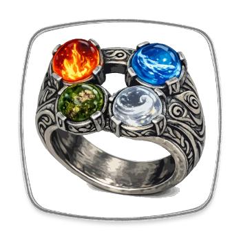 Four Elements Ring with Gemstones - Square fridge magnet - white - Front