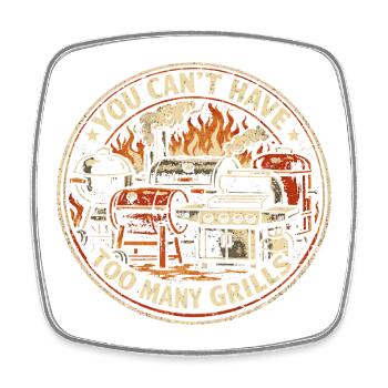 BBQ Humor Dad Grilling Summer Gift - Square fridge magnet - white - Front
