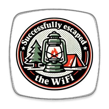 Campfire instead of Wi-Fi - Square fridge magnet - white - Front