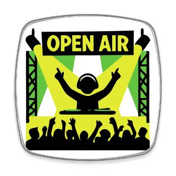 Open Air Festival DJ Bühne Techno Party - Viereckiger Kühlschrankmagnet - Weiß - Vorne