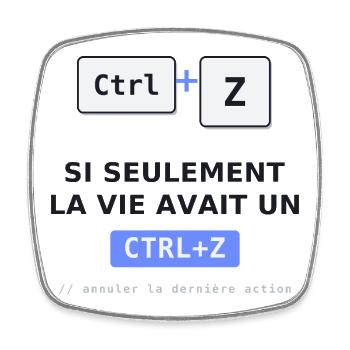 Ctrl Z pour la Vie - Magnet carré - blanc - Devant