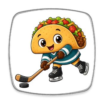 Taco Eishockeyspieler Comic fröhlich - Square fridge magnet - white - Front