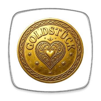 Golden Masterpiece Typography Goldstück german  - Square fridge magnet - white - Front