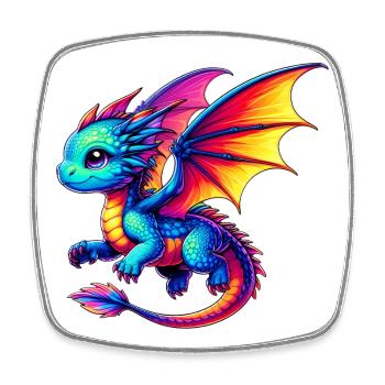 dragon - Square fridge magnet - white - Front