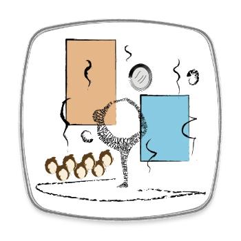 Yoga Dancer Abstract Colour Duet avec Coffee Circle - Magnet carré - blanc - Devant