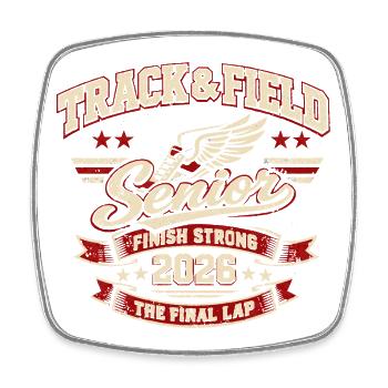 Senior Athletics 2026 Running Sport Gift - Square fridge magnet - white - Front
