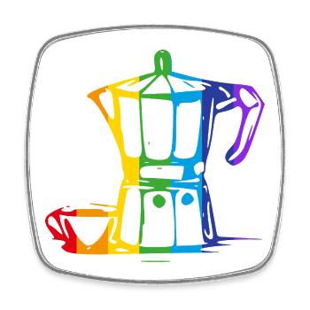Bialetti Rainbow - Magnet carré - blanc - Devant