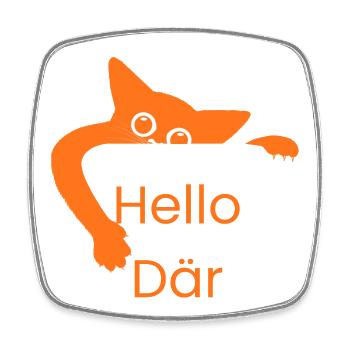 Hello Där: Playful Orange Cat - Square fridge magnet - white - Front