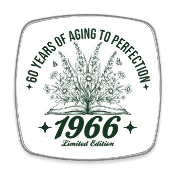 60. Geburtstag Wildblumen Jahrgang 1966 Retro - Viereckiger Kühlschrankmagnet - Weiß - Vorne