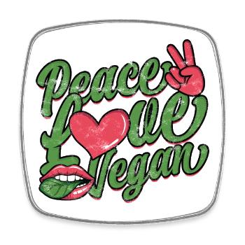 Peace Love Vegan Rétro Script - Magnet carré - blanc - Devant