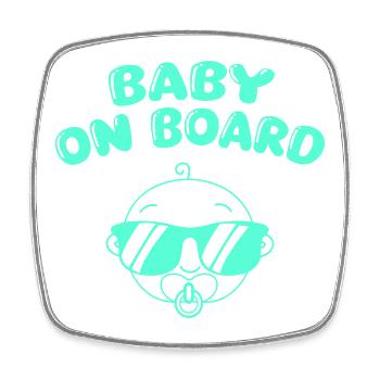 Bébé à bord avec des lunettes de soleil - Magnet carré - blanc - Devant