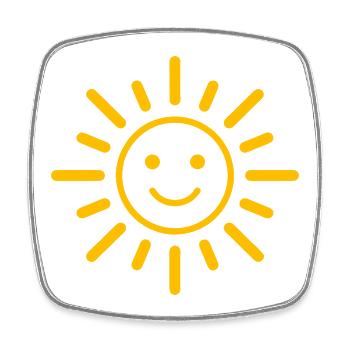 Sonnenlächeln – Fröhliche Sonne mit Gesicht - Viereckiger Kühlschrankmagnet - Weiß - Vorne