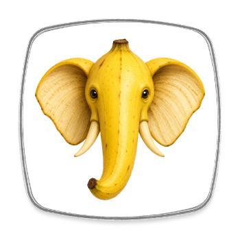 Bananen Elefant | Kreatives Tiermotiv - Viereckiger Kühlschrankmagnet - Weiß - Vorne