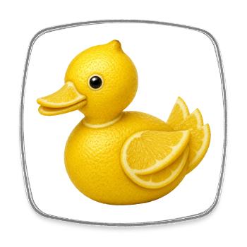 Zitronen Ente | Niedliches Frucht Tiermotiv - Viereckiger Kühlschrankmagnet - Weiß - Vorne