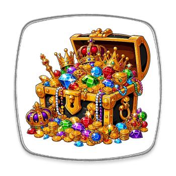 Royal treasure chest full of gemstones - Square fridge magnet - white - Front