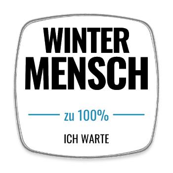 Wintermensch zu 100% Ich warte - Viereckiger Kühlschrankmagnet - Weiß - Vorne