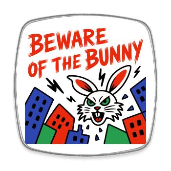 Warnung vor dem Bunny: City Neon - Viereckiger Kühlschrankmagnet - Weiß - Vorne