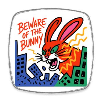 horror rabbit - Square fridge magnet - white - Front