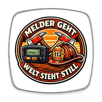 Notrufhelden Stillstand der Welt - Viereckiger Kühlschrankmagnet - Weiß - Vorne