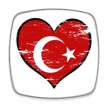 Turkey heart flag used - Square fridge magnet - white - Front