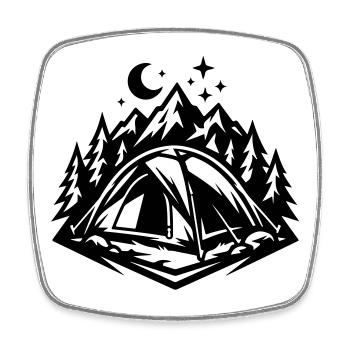 Tent Camping Outdoor Symbol - Square fridge magnet - white - Front