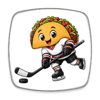 Lustiger Taco Eishockeyspieler Comic Cartoon - Square fridge magnet - white - Front