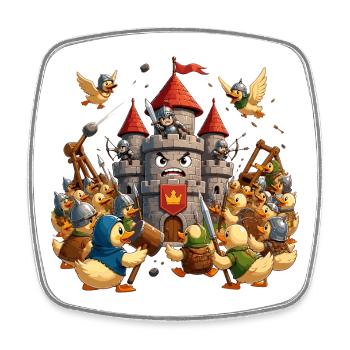 Duck fortress in the Knights' War - Square fridge magnet - white - Front
