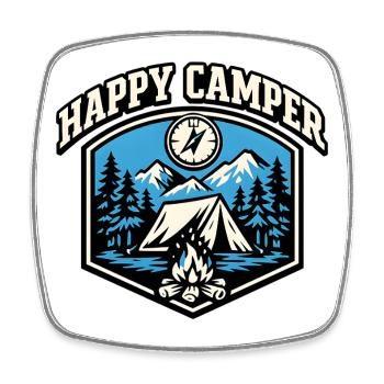 Happy Camper Badge - Square fridge magnet - white - Front