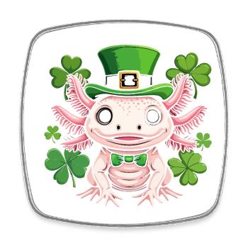 Axolotl im Leprechaun-Hut - Viereckiger Kühlschrankmagnet - Weiß - Vorne