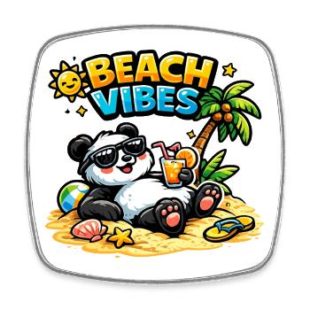 Beach Vibes Panda on the Beach - Square fridge magnet - white - Front