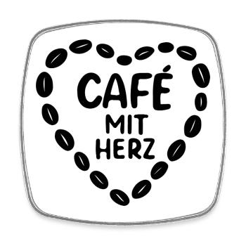Cafe mit herz Kaffee Koffein Kaffeetrinker - Viereckiger Kühlschrankmagnet - Weiß - Vorne