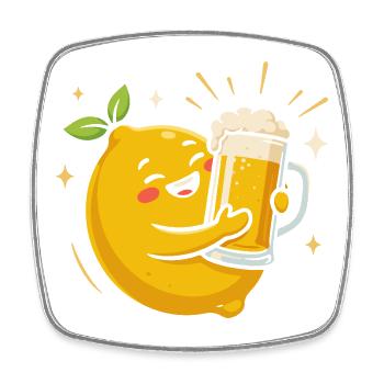 Radler Bier Lustige Zitrone Mit Bierkrug - Viereckiger Kühlschrankmagnet - Weiß - Vorne