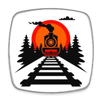 Railway Graphic - Square fridge magnet - white - Front