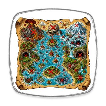 Carte du pirate enchanté avec marqueurs X - Magnet carré - blanc - Devant