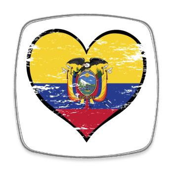 Ecuador heart flag used - Square fridge magnet - white - Front